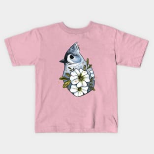 Bluejay and petunias Kids T-Shirt